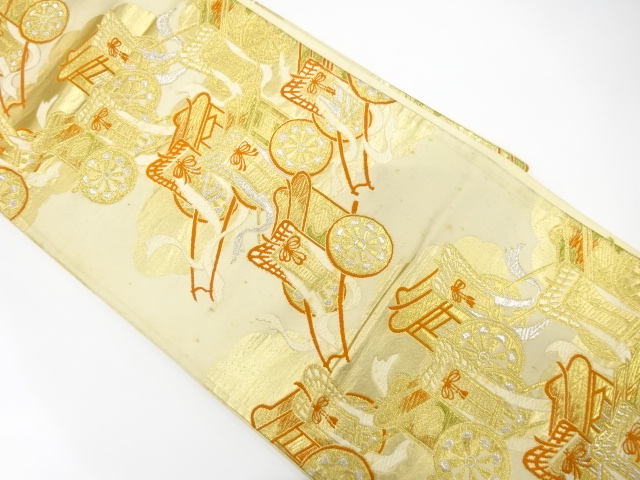 JAPANESE KIMONO / ANTIQUE FUKURO OBI / SILK / WOVEN CARRIAGE